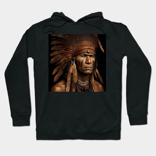 [AI Art] Proud Native American Man With Headdress Hoodie by Sissely